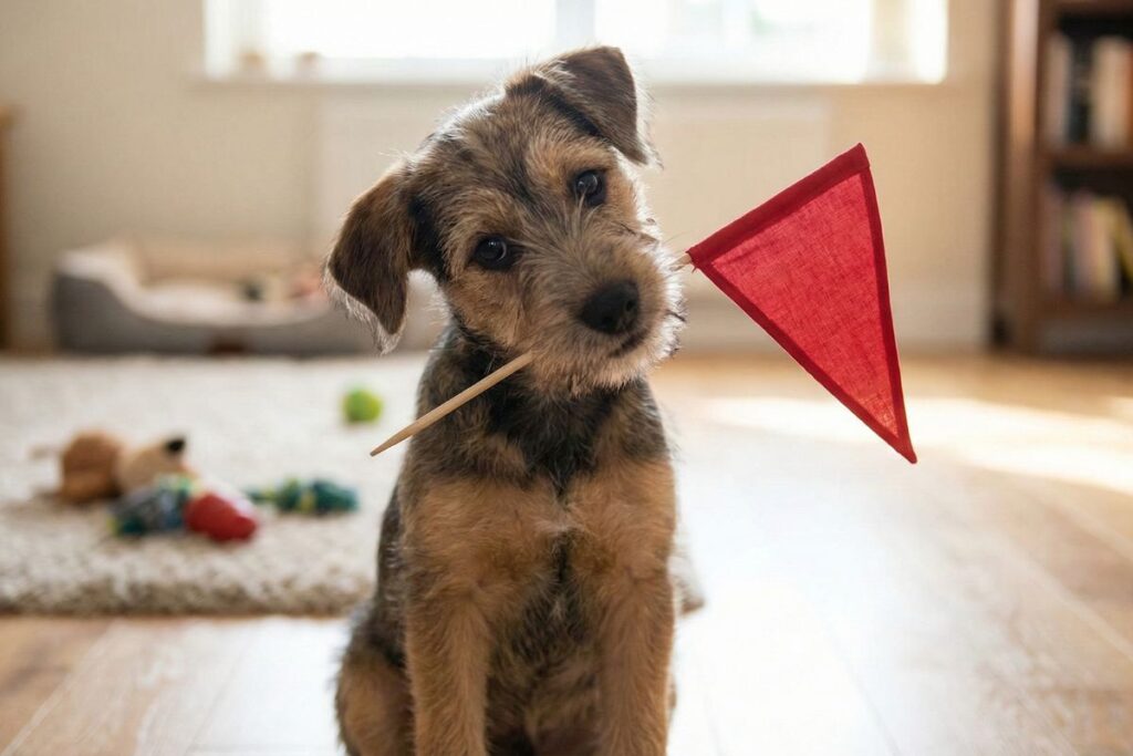 puppy buying red flags Puppy holding a flag illustrating puppy buying red flags